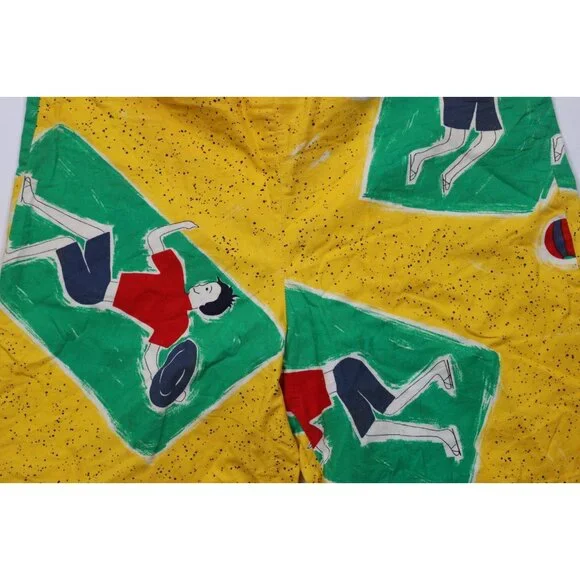 Vtg 70s Streetwear Mens Medium Abstract Beach Surfing Lined Shorts Trunks USA